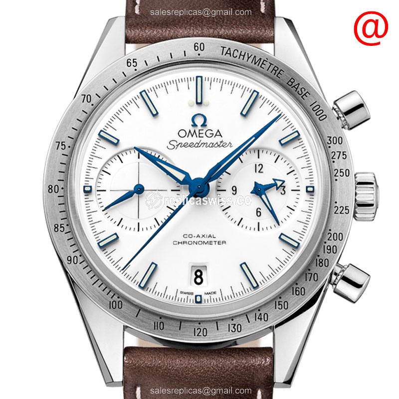 Omega Speedmaster Replica in Titanium Case White Dial, Automatic Movement & Brown Cowhide Strap