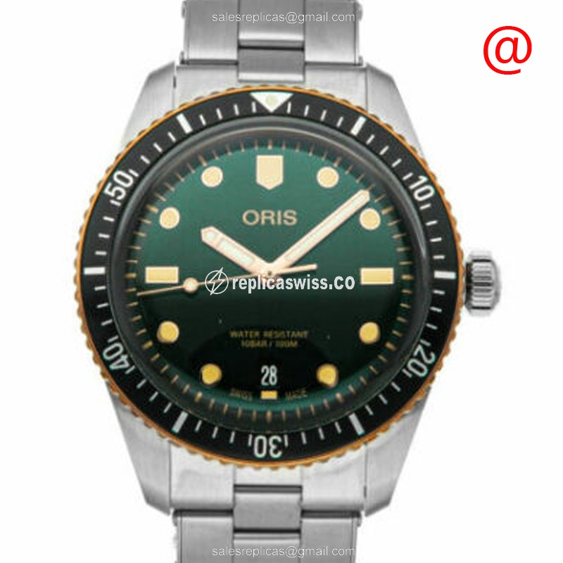 Oris 733 Divers Replica with Automatic Movement & Green Dial on Stainless Steel Strap Watch