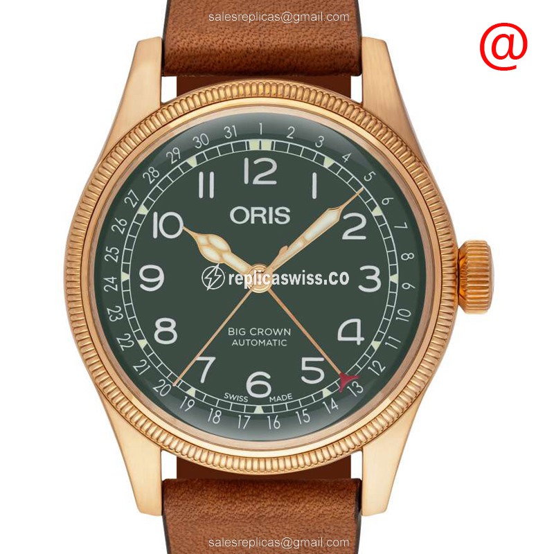 Oris 7547741 Big Crown Replica in Bronze with Automatic Movement Green Dial Watch