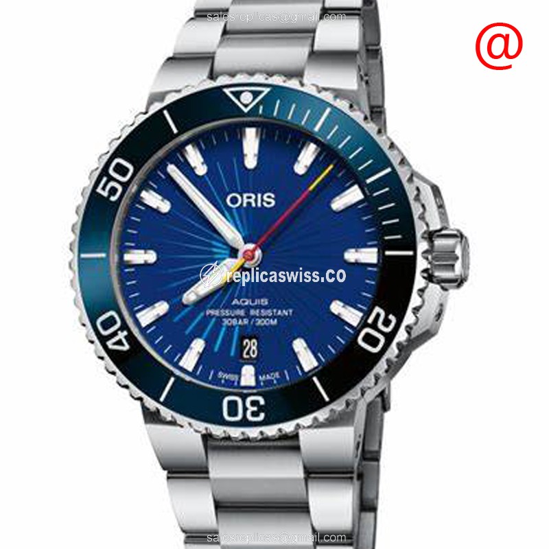 Oris Aquis 733 7766 Replica, Automatic Movement, Blue Dial & Silver Steel Case Watch