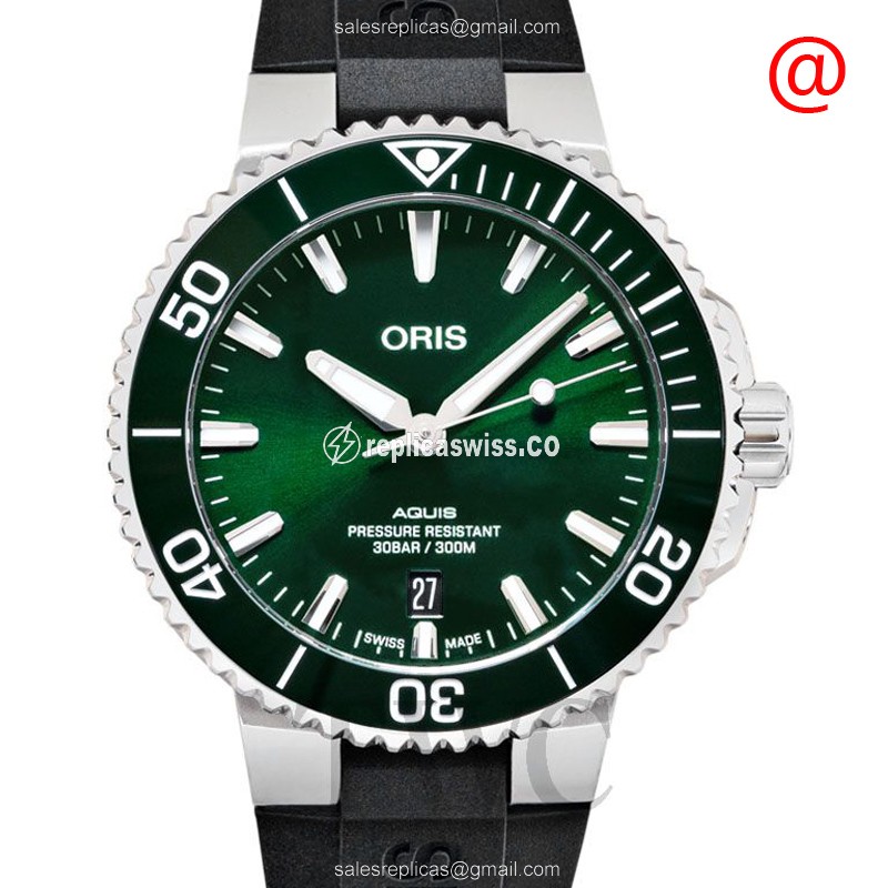 Oris Aquis 733 7766 Replica in Green Dial & Stainless Steel Case, Automatic Movement Watch