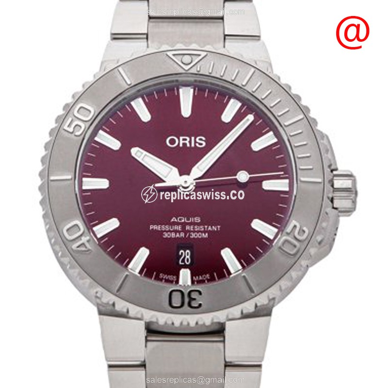 Oris Aquis 733 Replica in Stainless Steel | Automatic Movement & Red Dial Watch