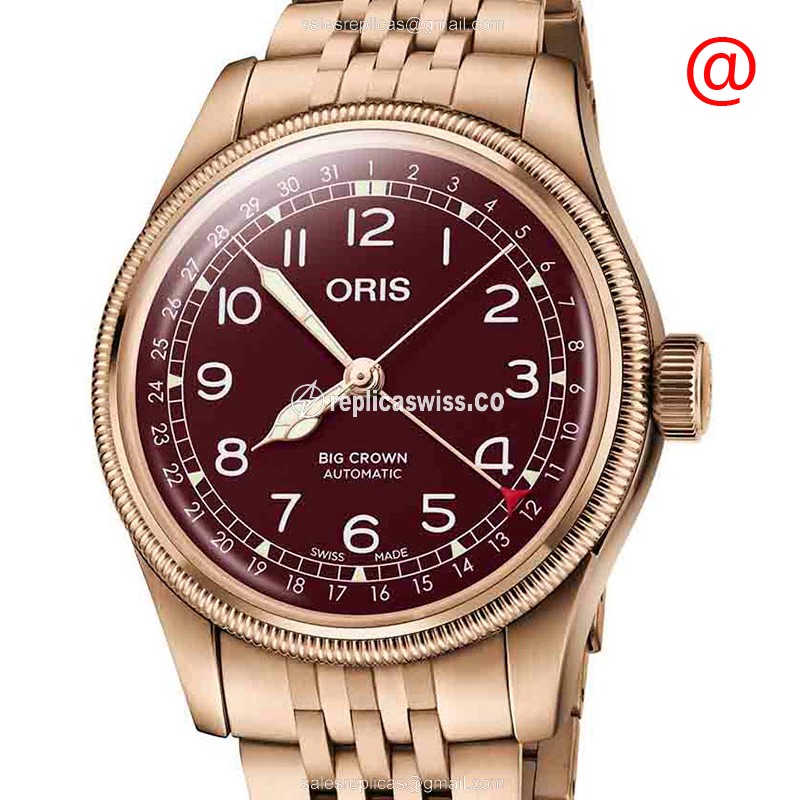 Oris Big Crown 7741 Replica | Automatic Movement, Red Dial, Bronze Case & Strap Watch