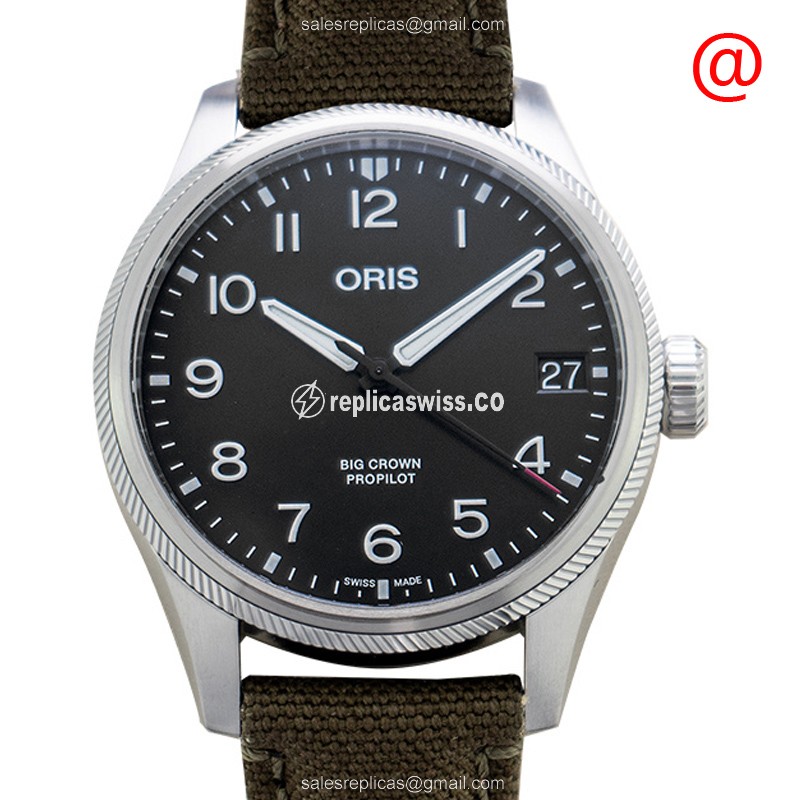 Oris Big Crown 7761 4164-07 Replica in Black Dial Stainless Steel, Automatic Canvas Strap Watch