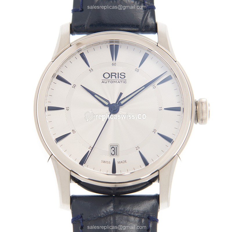 Oris Classic Date 733 7670 4031 Replica, Automatic Movement, Silver Dial, Leather Strap Watch
