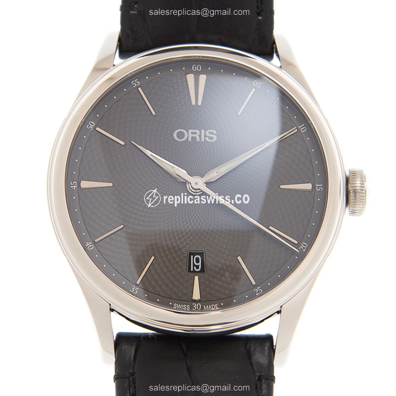 Oris Classic Date 733 7721 4053 Replica | Automatic Movement | Gray Dial & Leather Strap Watch