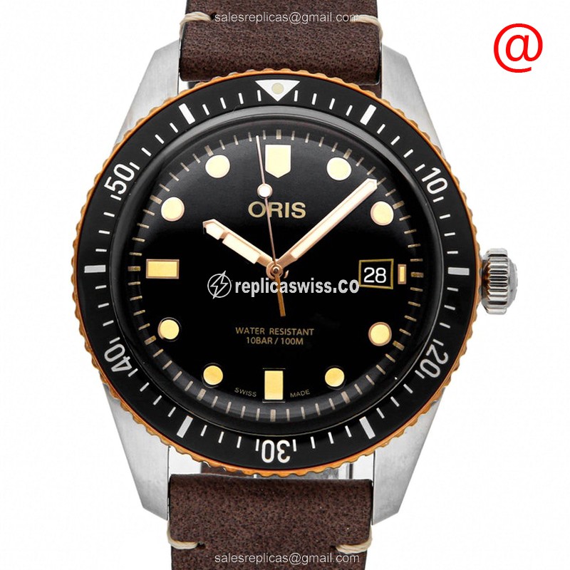 Oris Divers 733 Replica Watch | Automatic Movement, Black Dial & Leather Strap