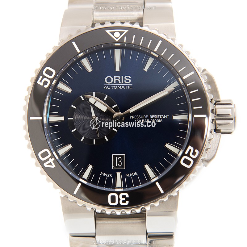 Oris Divers 7673 4135 Replica with Automatic Movement Blue Steel Dial Watch