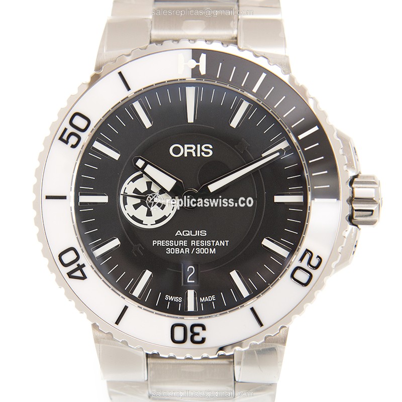 Oris Divers MB 01 Automatic Black Dial Steel Case Replica Watch | Silver Clasp, Steel Band