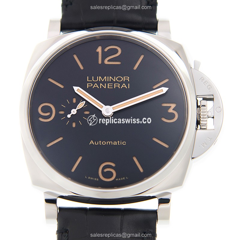 Panerai LUMINOR DUE Replica in Stainless Steel | Automatic Movement & Black Dial Watch