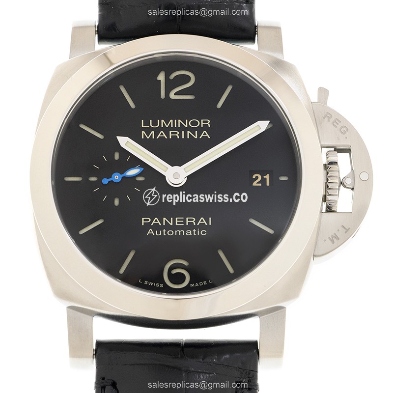 Panerai LUMINOR MARINA Automatic Black Dial | Stainless Steel Case, Alligator Strap Watch