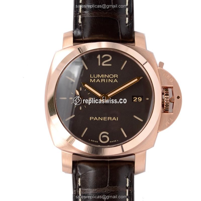 Panerai LUMINOR PAM00393 Automatic | 18kt Rose Gold Case | Brown Alligator Strap Watch