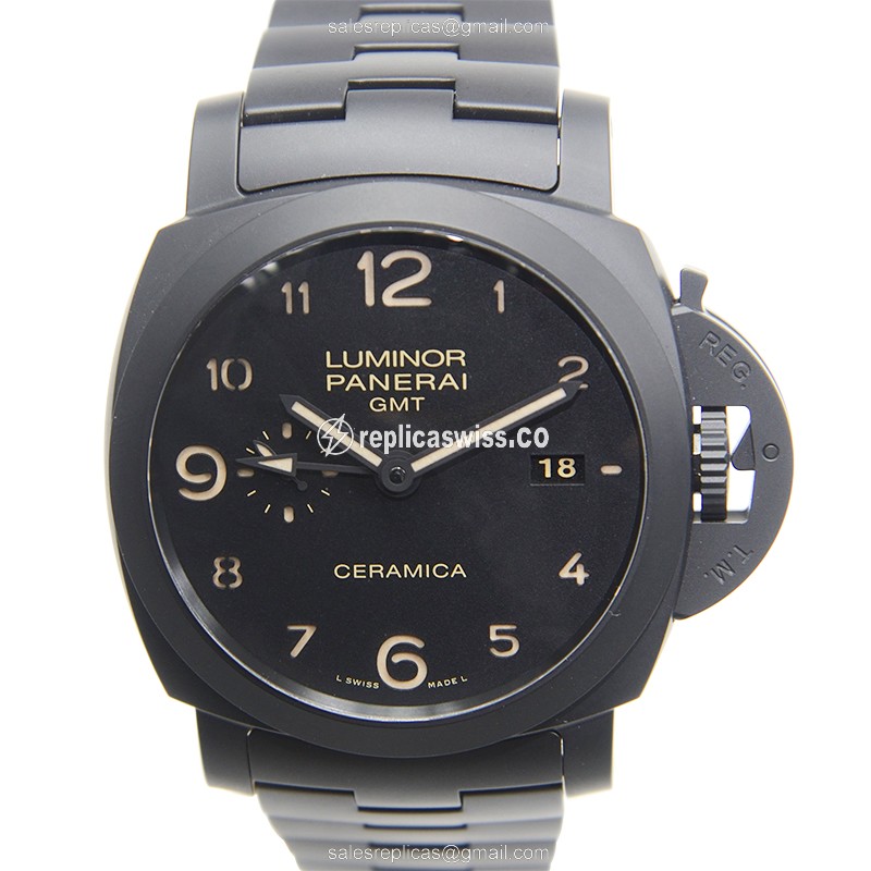 Panerai LUMINOR PAM00438: Exquisite Automatic Ceramic Dial in Black Elegance Watch