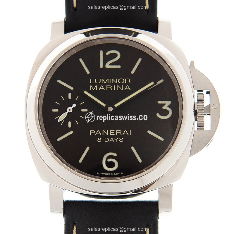 Panerai LUMINOR PAM00510 Steel Case Black Dial Manual Wind Watch with Cowhide Strap