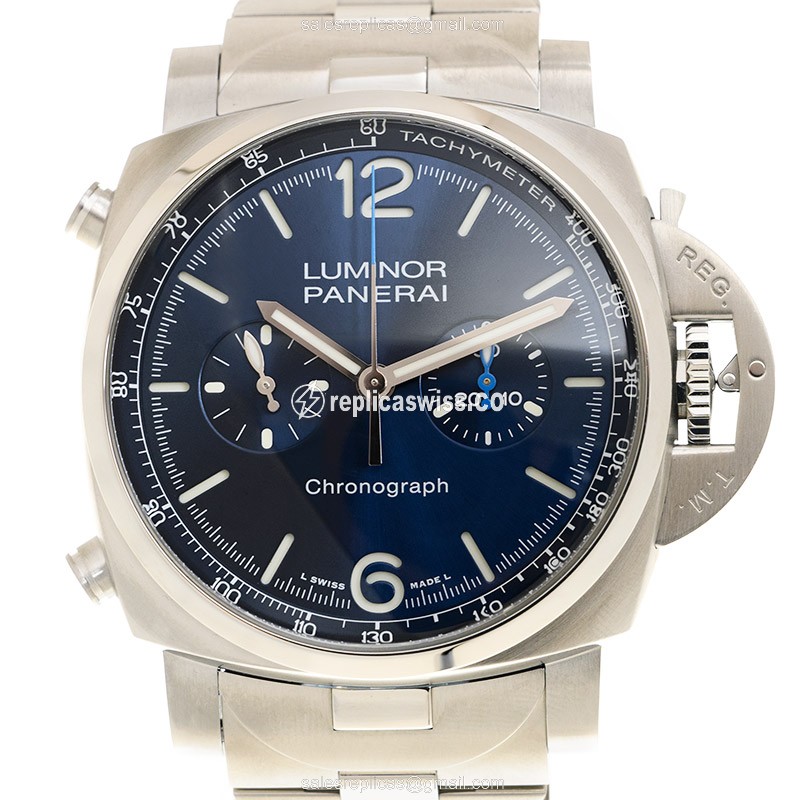 Panerai Luminor PAM01110 Chrono Replica in Blue Dial & Stainless Steel Case Watch