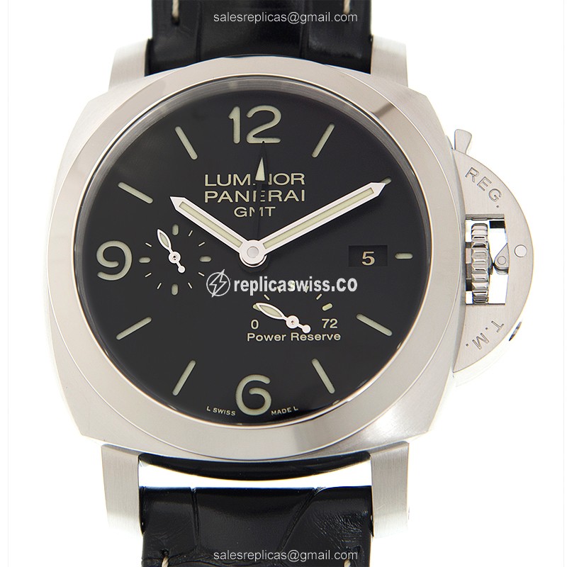 Panerai LUMINOR Replica in Black Dial & Steel Case | Automatic Movement, Alligator Strap Watch