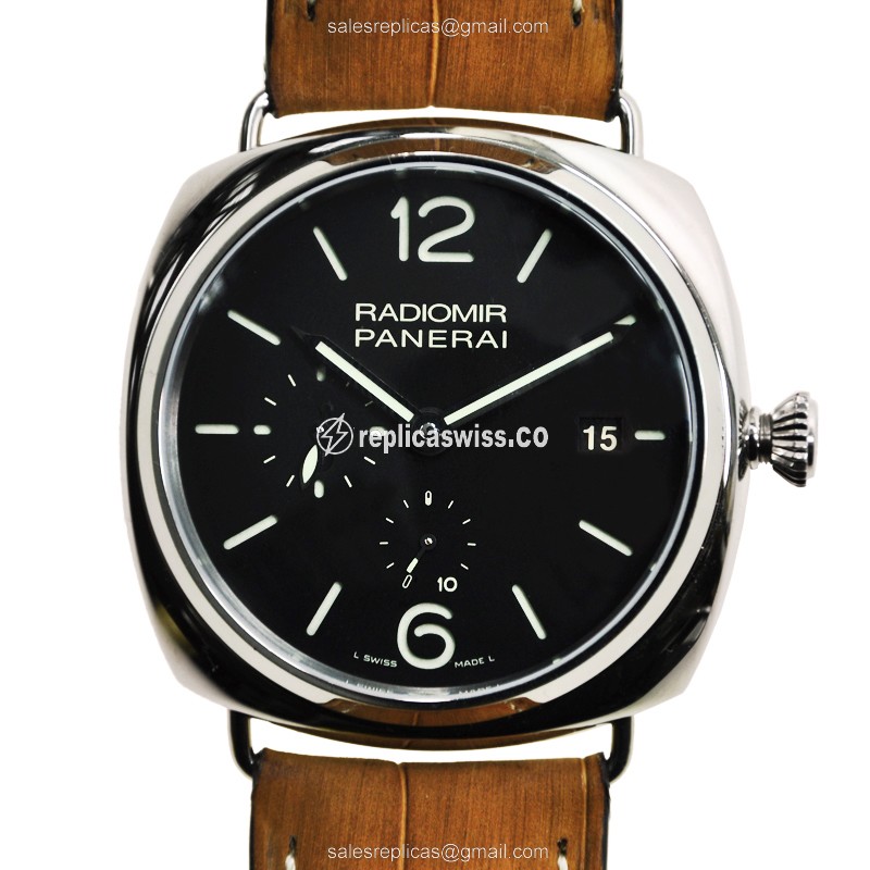 Panerai PAM00323 Radiomir Replica | Automatic Movement | Black Dial, Alligator Brown Strap Watch