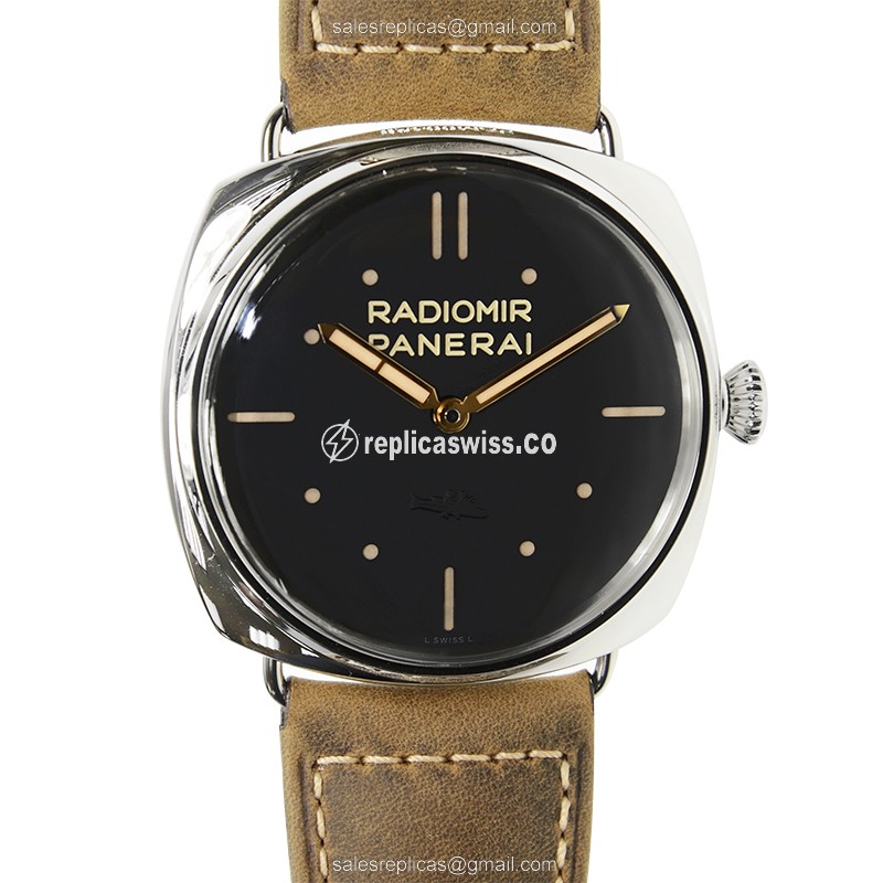 Panerai PAM00425 RADIOMIR Manual Wind Steel Case, Black Dial, Brown Cowhide Strap Watch