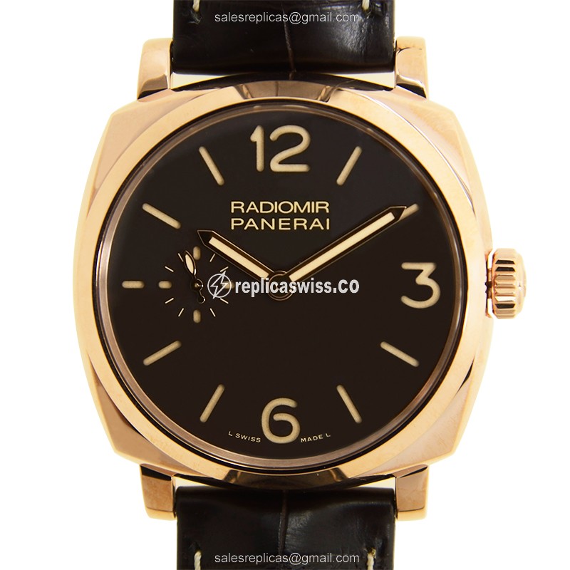 Panerai PAM00513 RADIOMIR Manual Wind | 18kt Gold Case | Brown Alligator Strap Watch