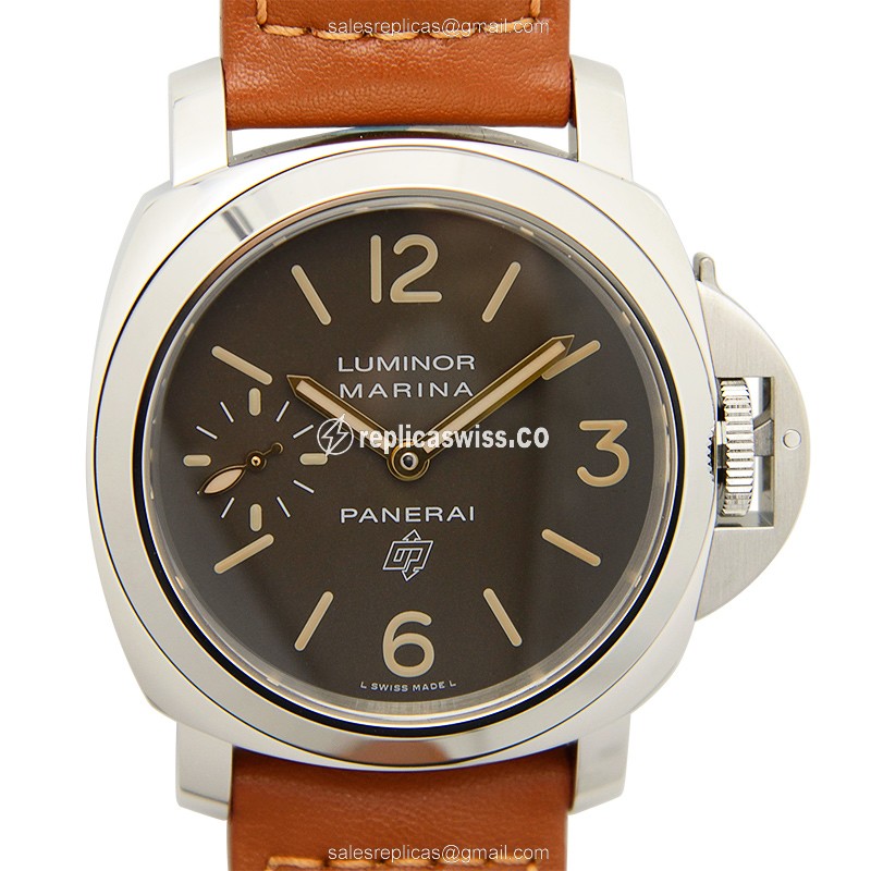 Panerai PAM00632 LUMINOR Replica, Manual Wind, Brown Dial, Steel Case, Brown Cowhide Strap Watch