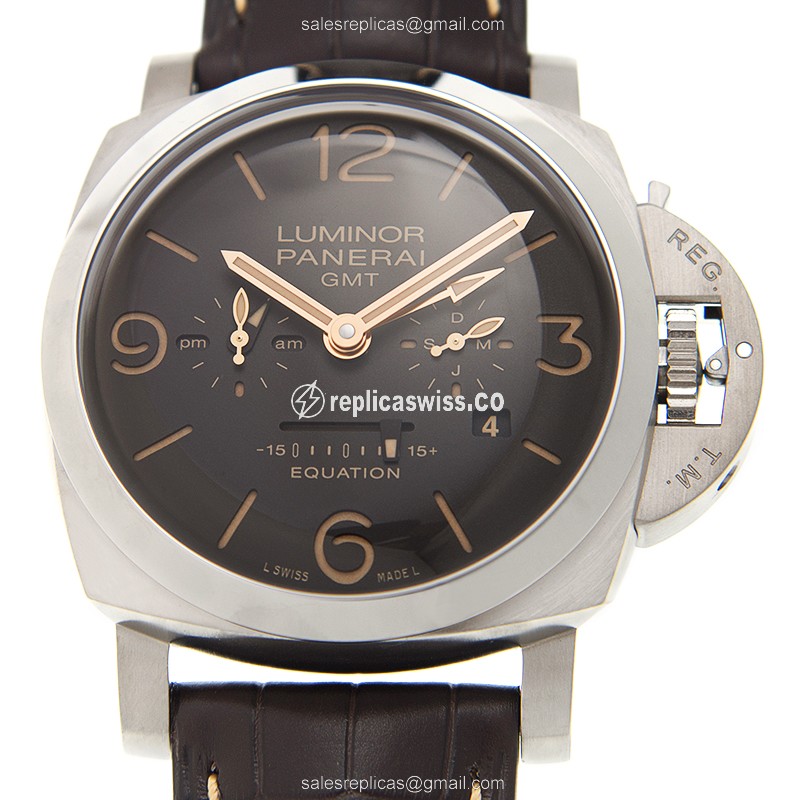Panerai PAM00656 LUMINOR Manual Wind Titanium Replica | Brown Dial | Alligator Brown Strap Watch