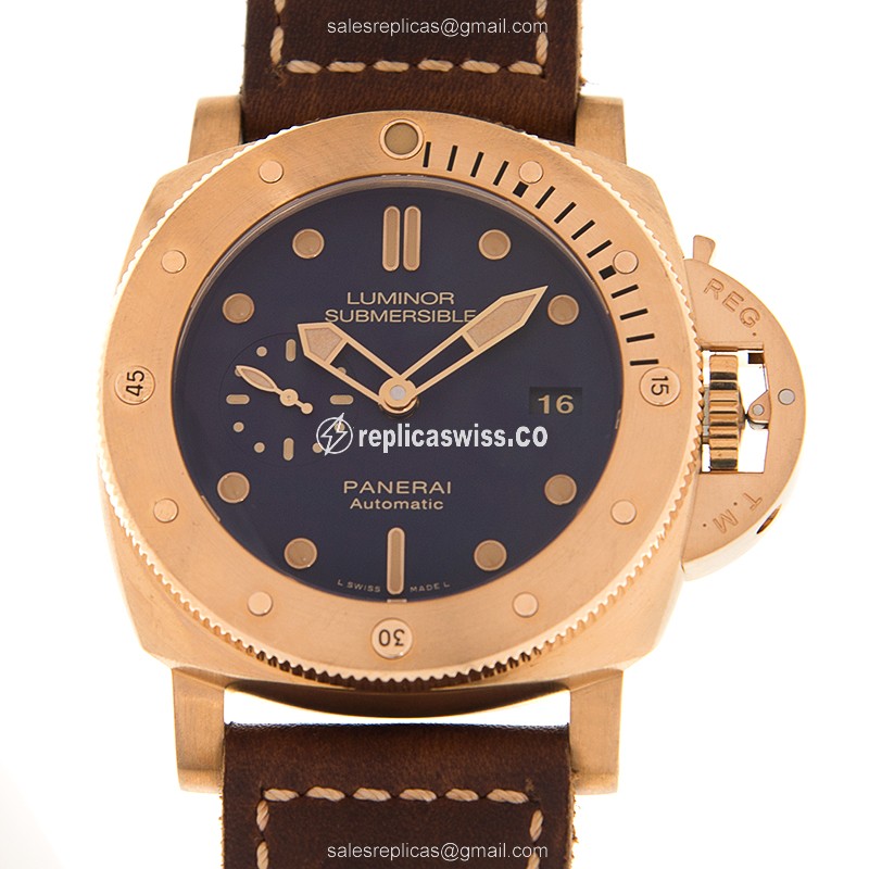 Panerai PAM00671 LUMINOR Replica | Automatic Movement, Blue Dial, Bronze Case Watch