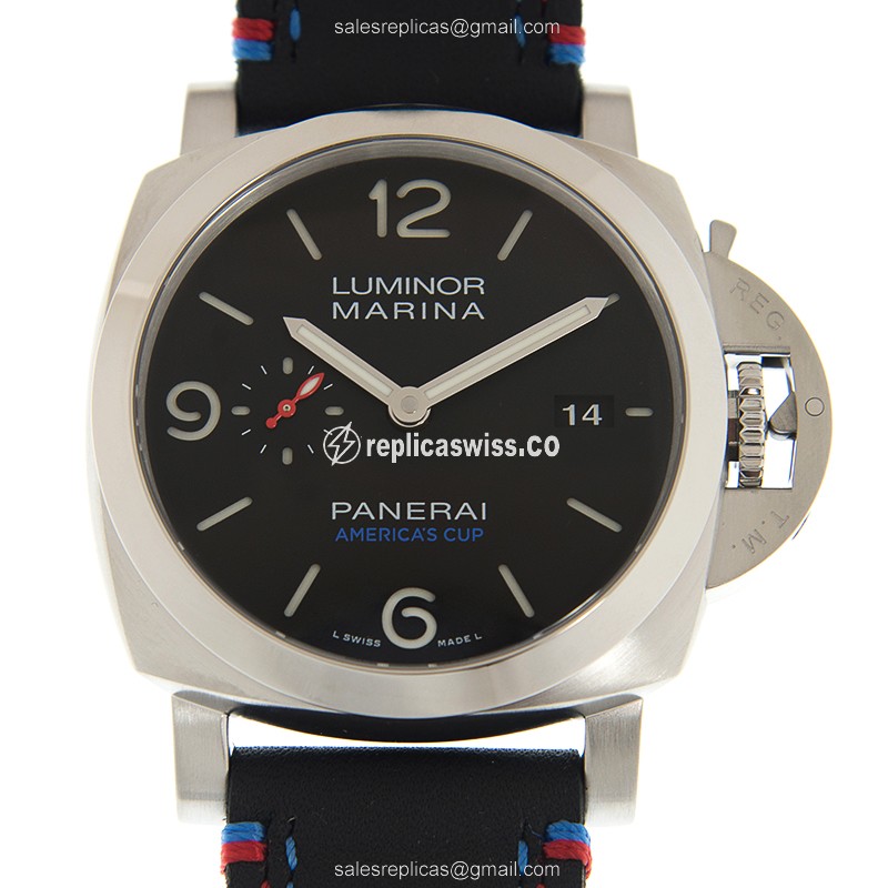 Panerai PAM00727 LUMINOR Replica in Stainless Steel with Automatic Movement Black Dial Watch