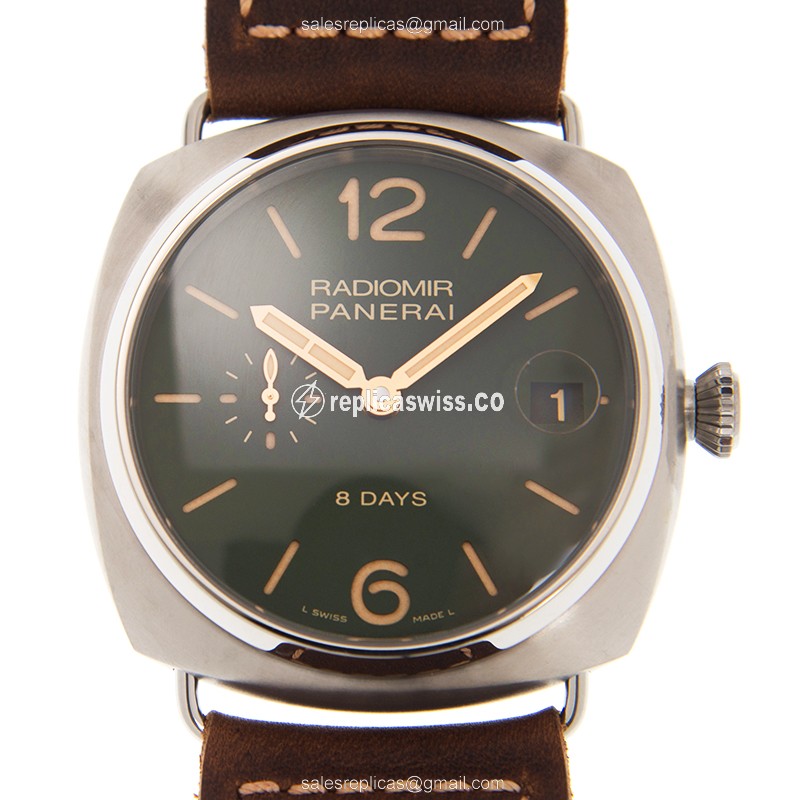 Panerai PAM00735 RADIOMIR Manual Wind | Green Dial | Titanium Case & Brown Leather Strap Watch