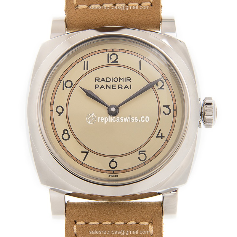 Panerai PAM00791 Radiomir Manual Wind Steel Case with White Dial & Brown Leather Strap Watch