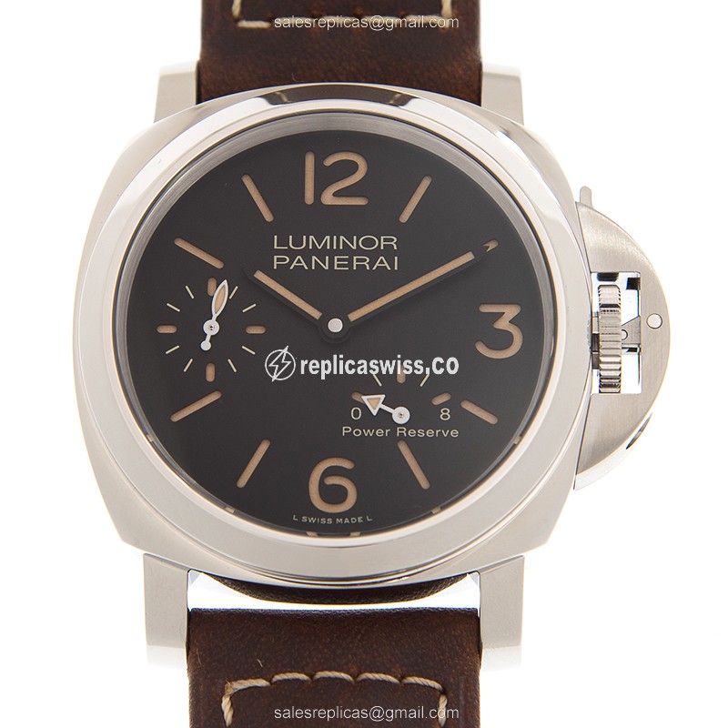 Panerai PAM00795 LUMINOR Manual Wind Steel Case, Black Dial, Genuine Leather Strap Watch