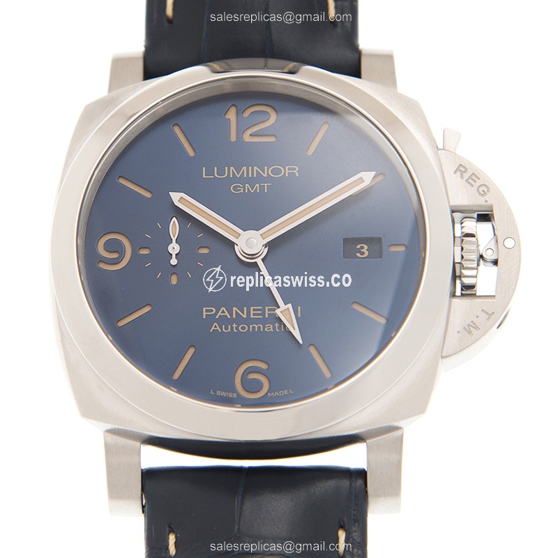 Panerai PAM01033 LUMINOR Automatic Steel Case with Blue Dial & Leather Strap Watch