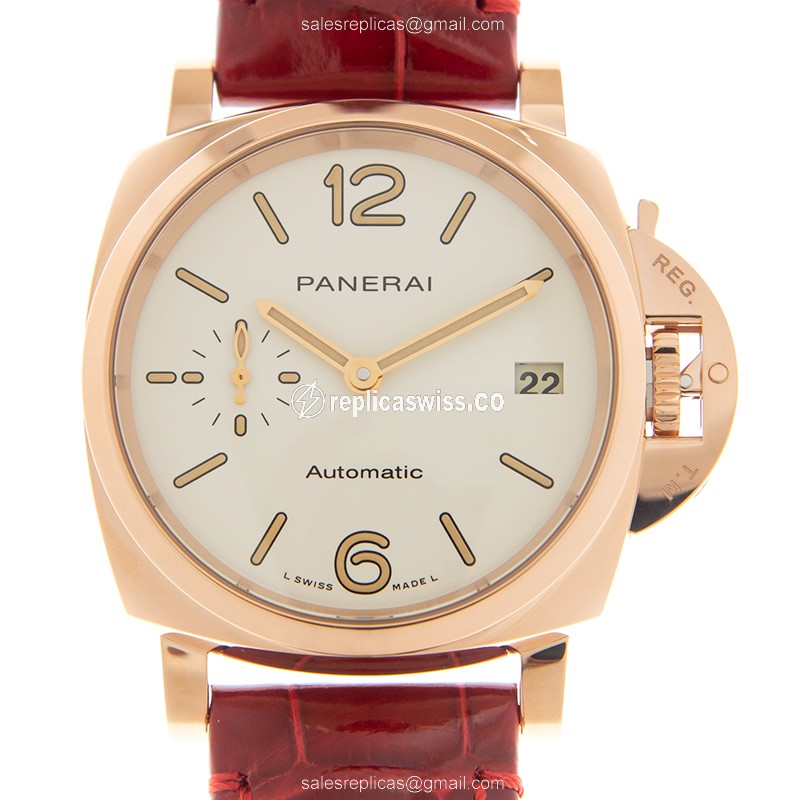 Panerai PAM01045 LUMINOR DUE Replica | Automatic Movement | 18kt Gold Case, White Dial Watch