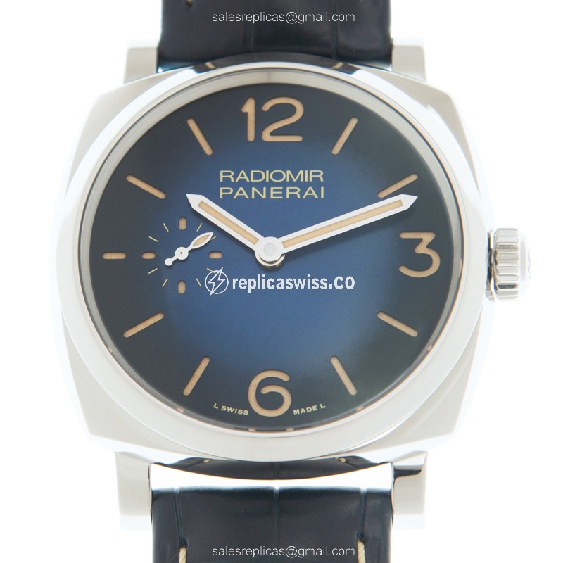 Panerai PAM01144 RADIOMIR Manual Wind Steel Case Blue Dial Leather Strap Sapphire Crystal Watch
