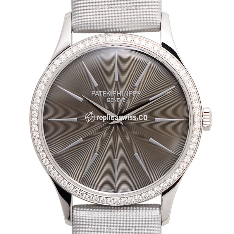 Patek Philippe 4897G-010 Calatrava Manual Wind, 18kt White Gold, Gray Dial & Satin Grey Strap Watch