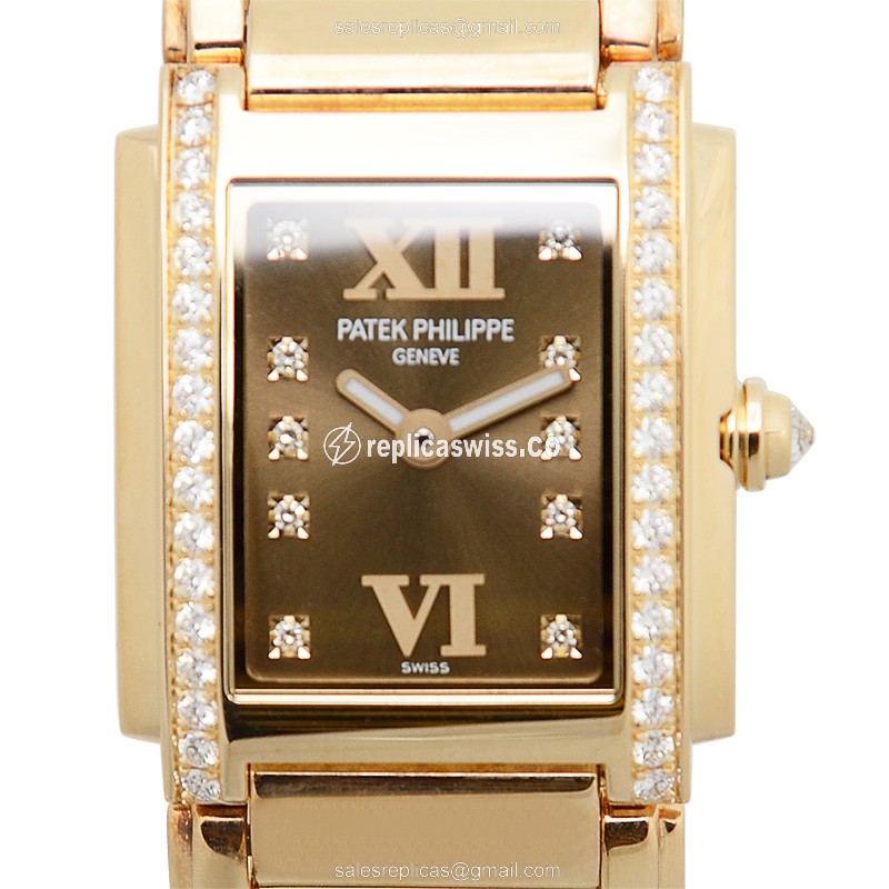 Patek Philippe 4908/11R-010 Replica in 18kt Gold & Brown Dial, Quartz Movement Watch