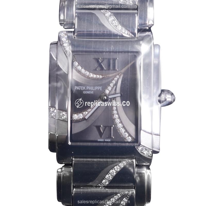 Patek Philippe 4910/53G-001 Replica in 18kt White Gold, Gray Dial, Quartz Movement, Silver