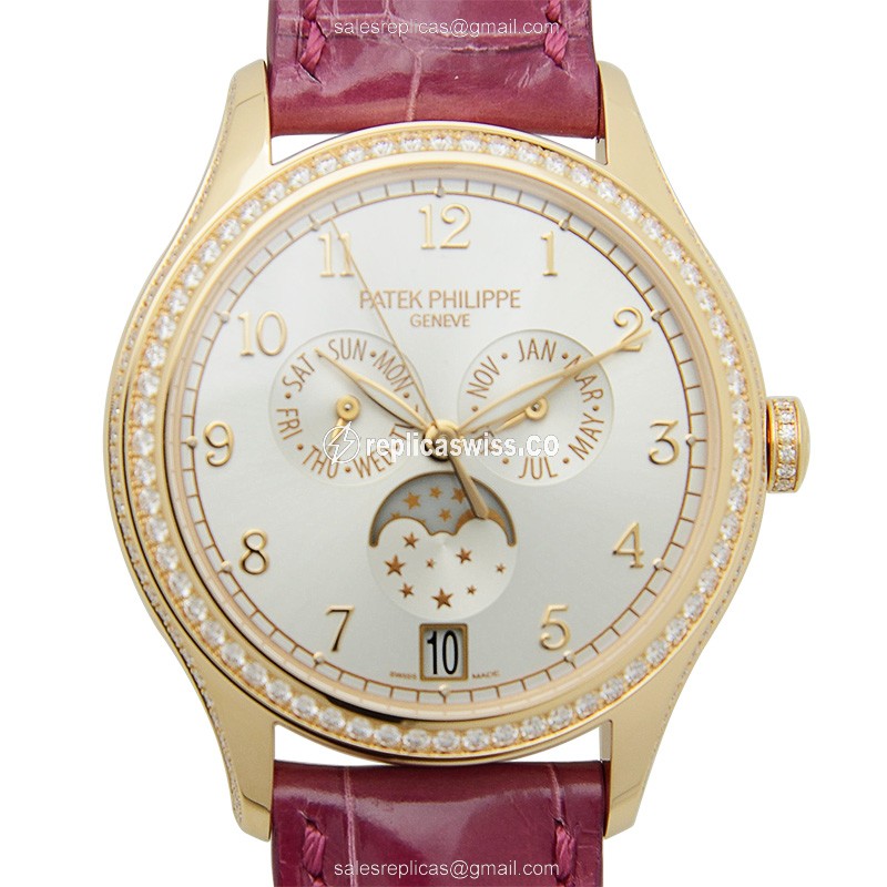 Patek Philippe 4947R-001 Replica with Automatic Movement, 18kt Rose Gold Case, Silver Dial Watch