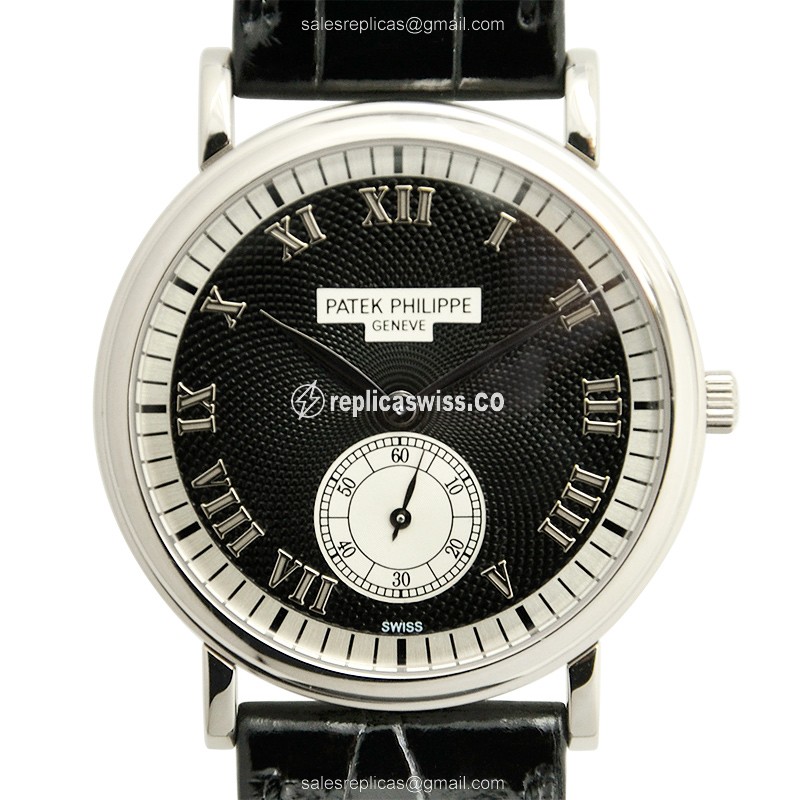 Patek Philippe 5022G-001 CALATRAVA — Automatic Mechanical, 18kt Gold Case, Black Dial, Leather