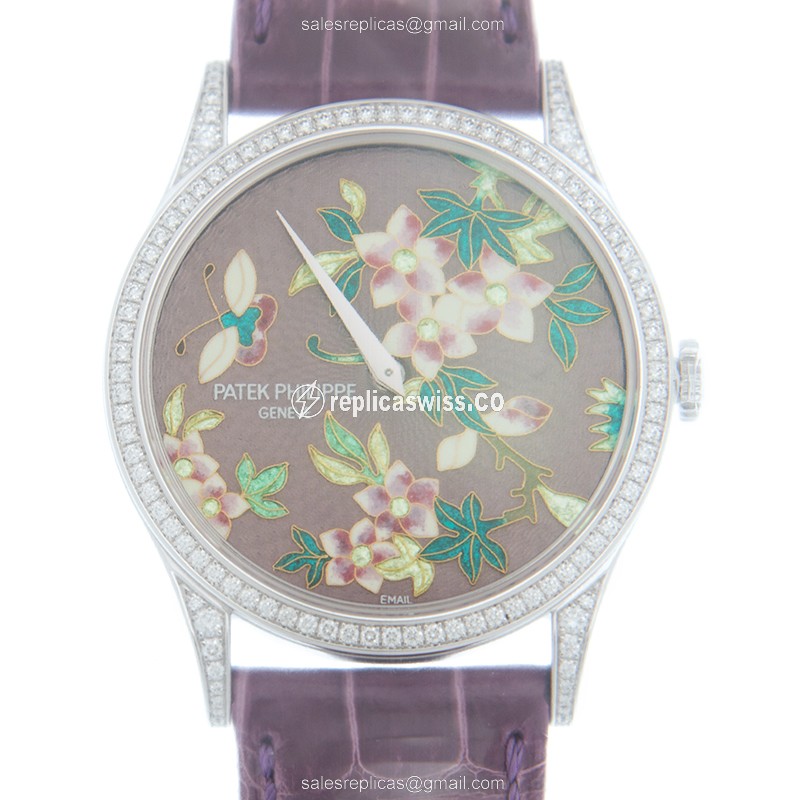 Patek Philippe 5077/100G-025 Replica, Automatic Movement, 18kt White Gold Case, Purple Dial &