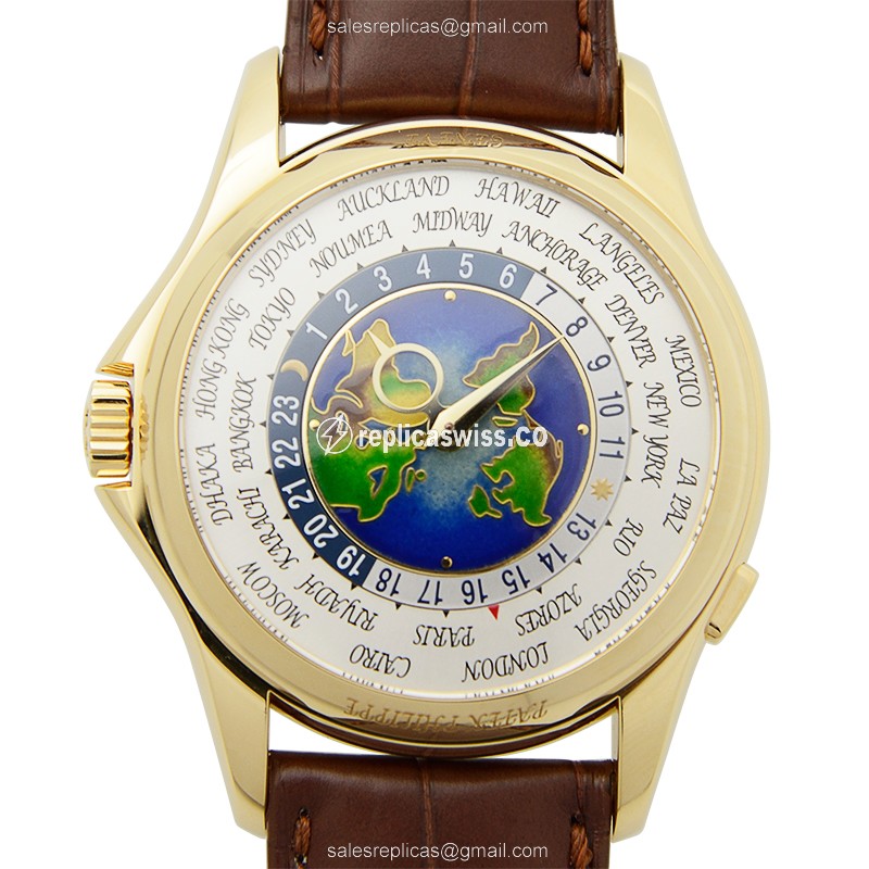 Patek Philippe 5131J-014 Replica, Automatic Movement, 18kt Gold Case, White Dial & Brown Alligator