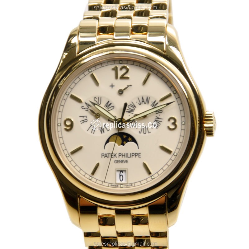 Patek Philippe 5146-1J-001 Automatic Gold Watch | White Dial, 18kt Gold Case