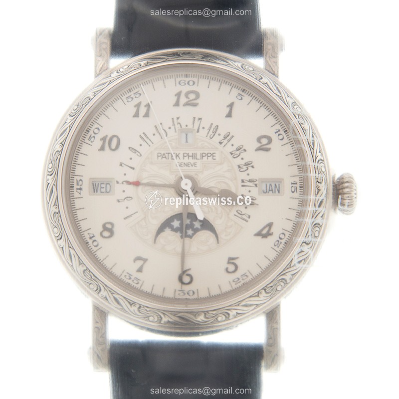 Patek Philippe 5160-500G-001 Grand Complications Replica, Automatic Movement, 18kt White Gold Case