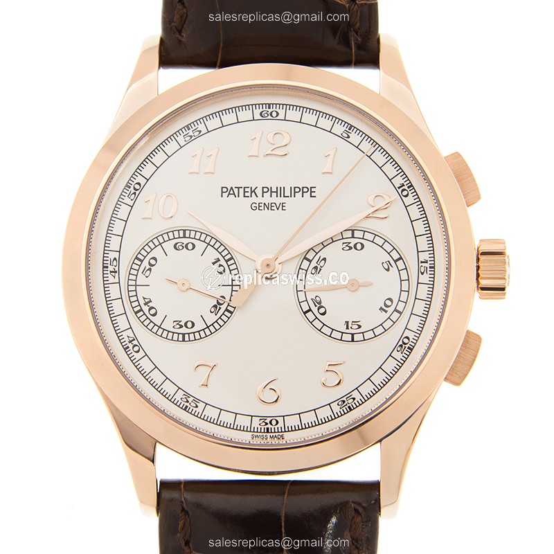 Patek Philippe 5170R-001 White Dial Gold Case Replica, Automatic Movement & Brown Alligator Strap