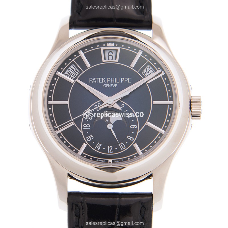 Patek Philippe 5205G-013 Replica in 18kt Gold, Automatic Movement with Blue Dial & Alligator Strap