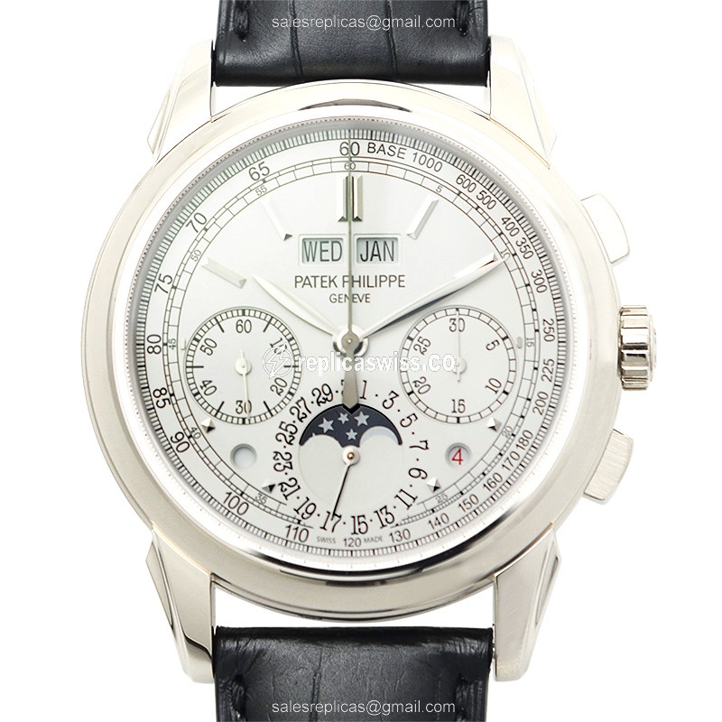 Patek Philippe 5270G-018 Grand Complications Replica in 18kt Gold with Silver Dial & Black