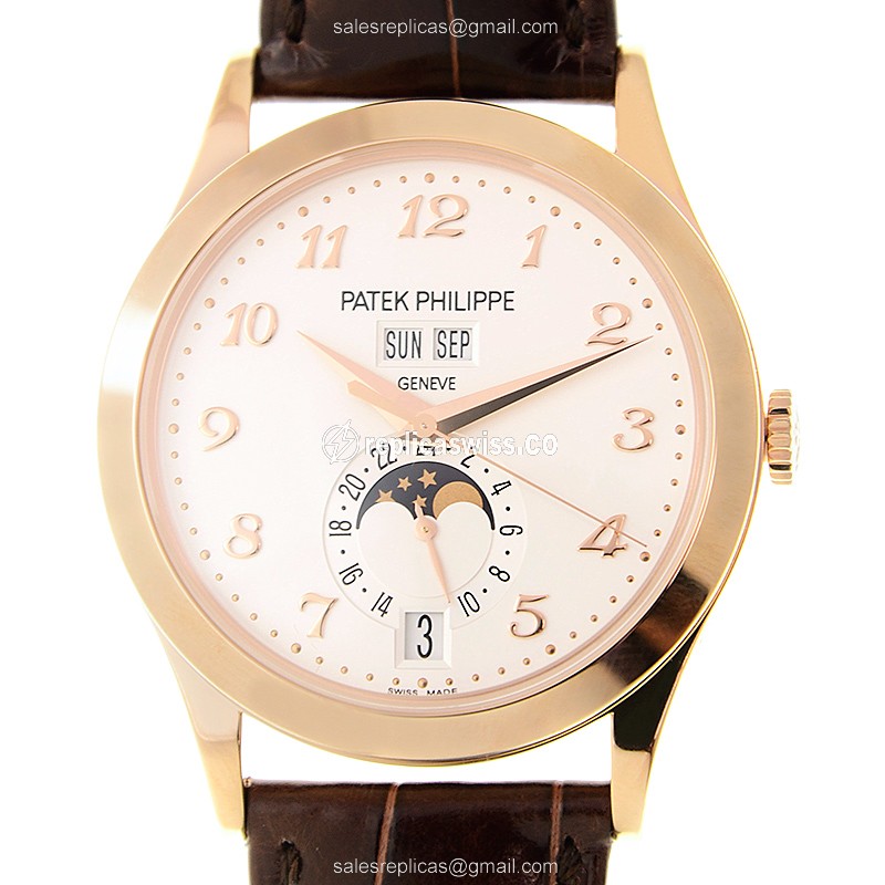 Patek Philippe 5396R-012 Complication Replica in 18kt Gold, Automatic Movement & White Dial Watch