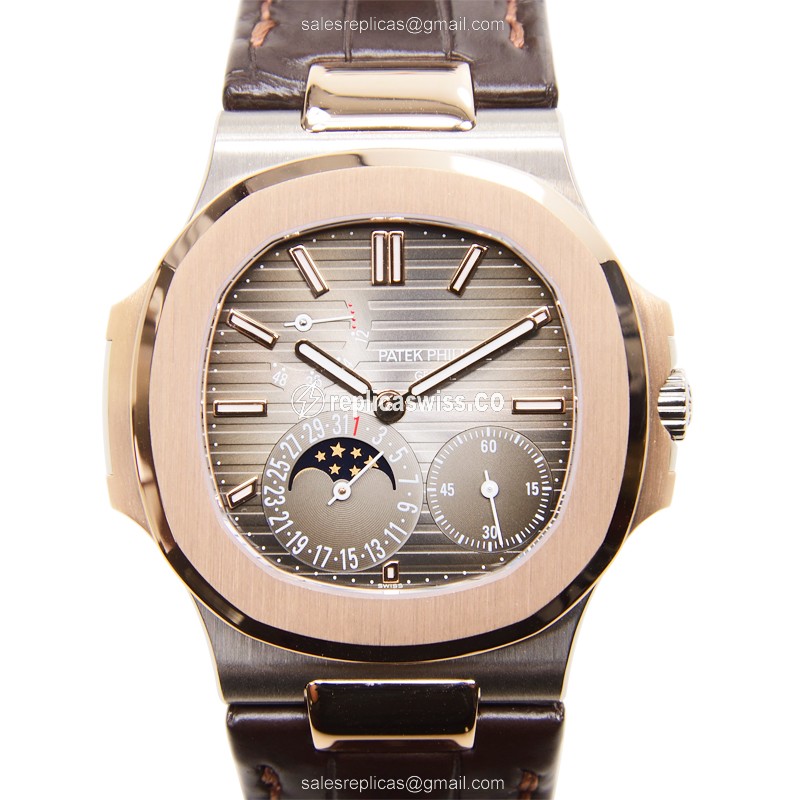 Patek Philippe 5712GR-001 Nautilus Replica, Automatic Movement, 18kt Rose Gold Case, Gray Dial Watch