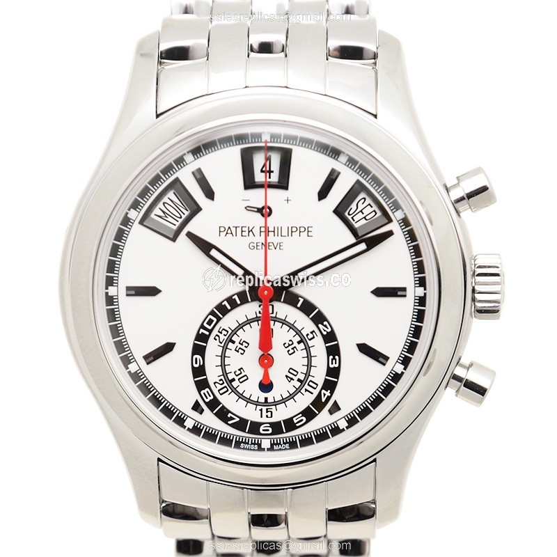Patek Philippe 5960/1A-001 Clone, Automatic White Dial, Stainless Steel Case & Silver Strap Watch