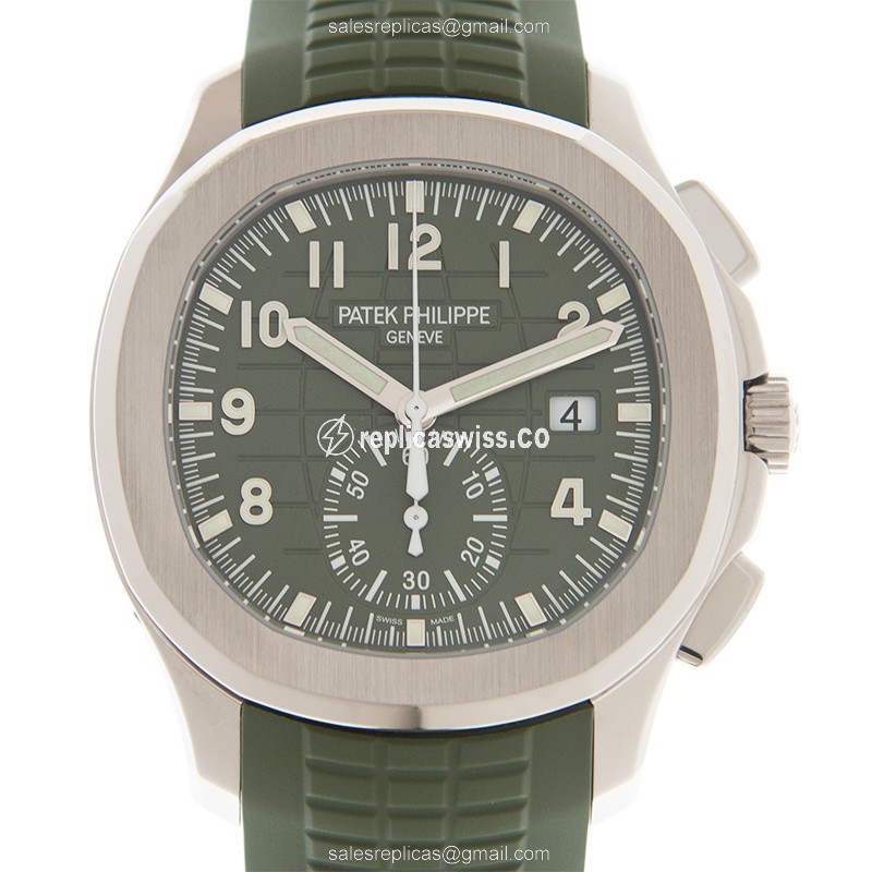 Patek Philippe 5968G-010 AQUANAUT Replica, Automatic Movement, 18kt Gold Case, Green Dial & Rubber
