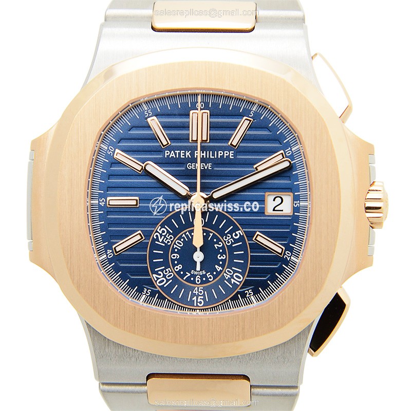 Patek Philippe 5980/1AR-001 Nautilus Replica in Blue Dial, 18kt Steel Case & Automatic Movement